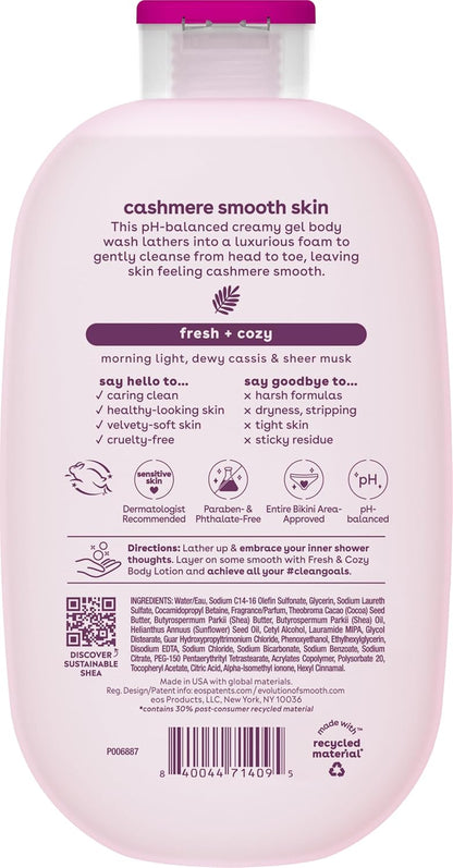 Eos Shea Better Cashmere Body Wash, Fresh &amp; Cozy, Moisturizing and Nourishing, Ph Balanced Creamy Gel Formula, Paraben &amp; Phthalate Free, Sensitive Skin,16 Fl Oz