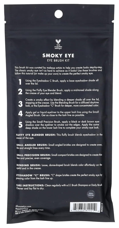 E.L.F. Smoky Eye Brush Kit, 5-Piece Makeup Brush Kit for Creating a Smoky Eye Look, Apply &amp; Blend Eyeshadow, Vegan &amp; Cruelty-Free