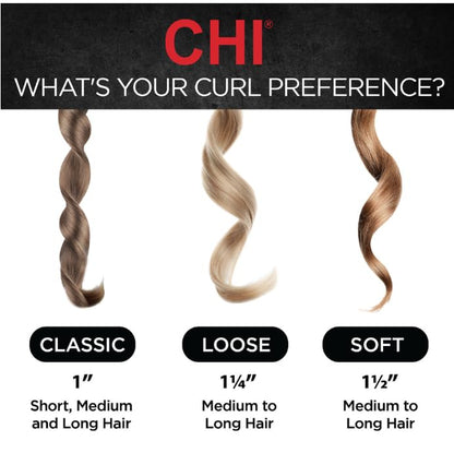 CHI Spin N Curl, Curling Iron for Healthy &amp; Shiny Effortless Curls &amp; Waves, Provides Preset Temperature Settings for Each Hair Texture, Ruby Red