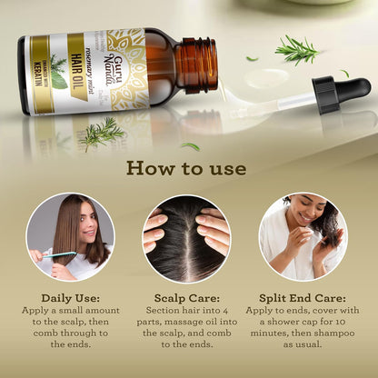 Gurunanda Rosemary Mint for Hair Growth with Keratin &amp; Vitamin E Oil - Encourages Scalp, Shine &amp; Hair Strengthening- 100% Natural, Cruelty-Free, 2Oz