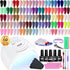 JODSONE Gel Nail Polish Kit 60 PCS with U V Light Soak off Base Top Coat 55 Shine Colors Gel Nail Kit Bright and Dark Brown Wine Red Series Manicure Set for Women and Girls
