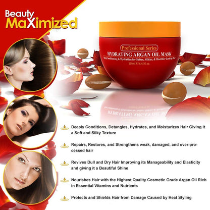 Arvazallia Hydrating Argan Oil Hair Mask and Deep Conditioner for Dry or Damaged Hair (8.45 Oz Jar)