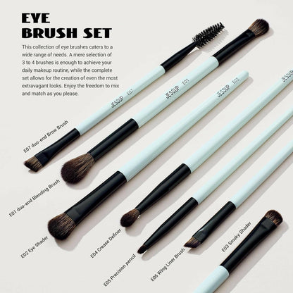 10Pcs Double - Sided Makeup Brush Set Bright Cyan Shades - Glow Pure