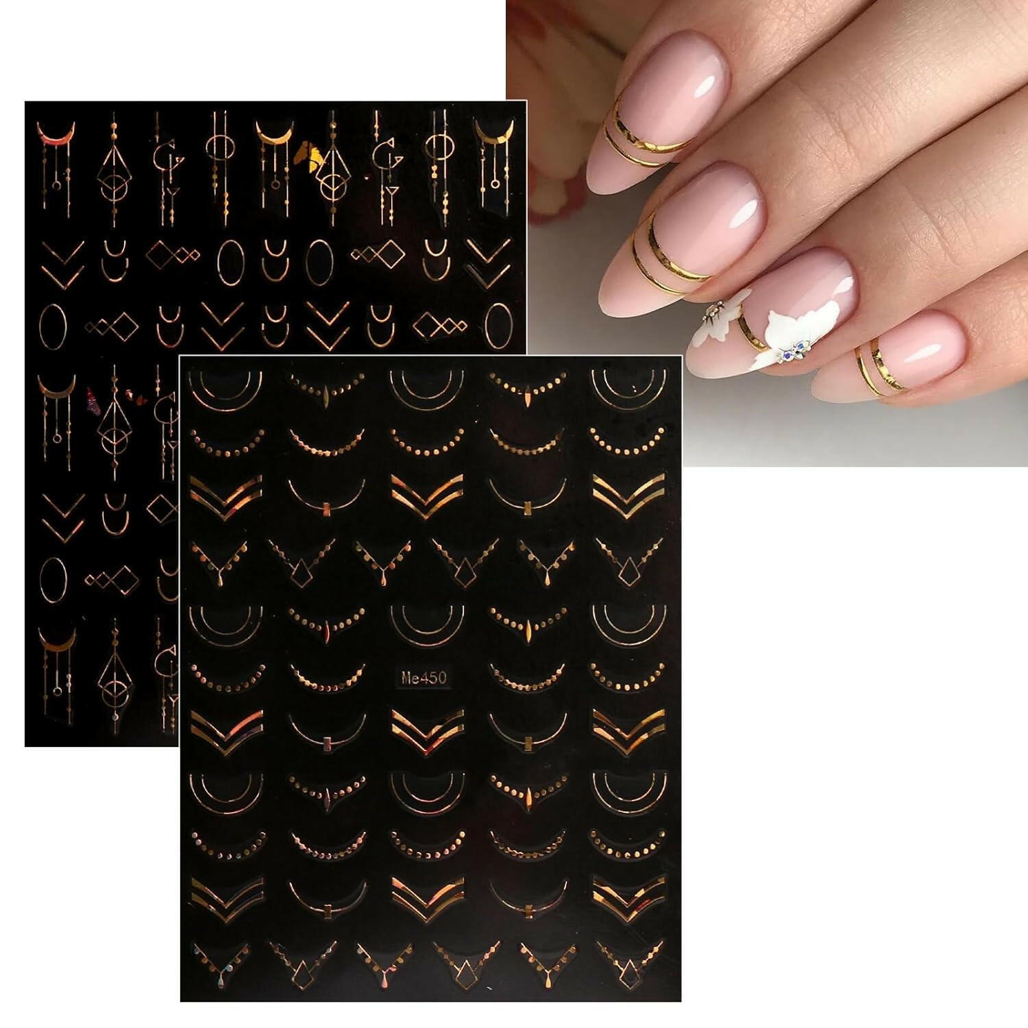 12 Sheets Spring Flower Nail Art Stickers Decals Self - Adhesive Pegatinas Uñas Summer Floral Gold Nail Supplies Nail Art Design Decoration Accessories - Glow Pure