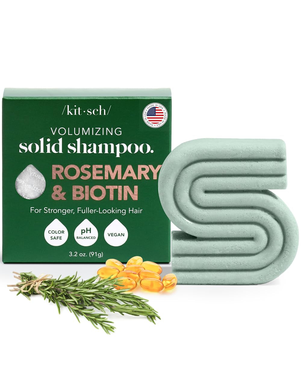 Rosemary &amp; Biotin Volumizing Natural Shampoo Bar for Hair Growth, Strengthening &amp; Thickening Rosemary Shampoo Bar for All Hair Types, Made in USA, Vegan, Paraben Sulfate &amp; Cruelty Free Bar Soap
