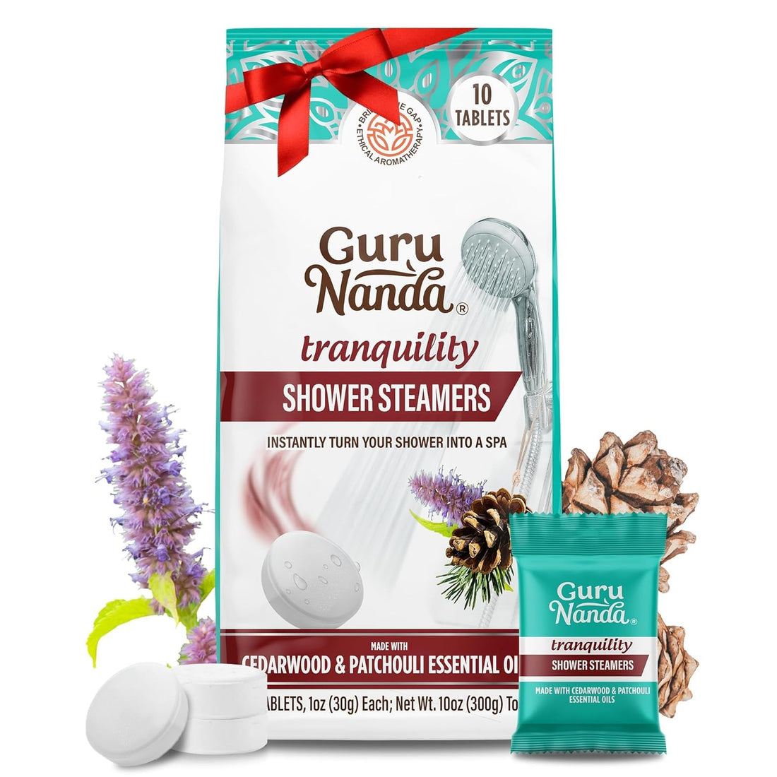 Gurunanda Tranquility Shower Steamers for Aromatherapy 10 Pack, Relaxation Gifts for Women &amp; Men, Essential Oils, Stress Relief, Home Spa &amp; Self Care