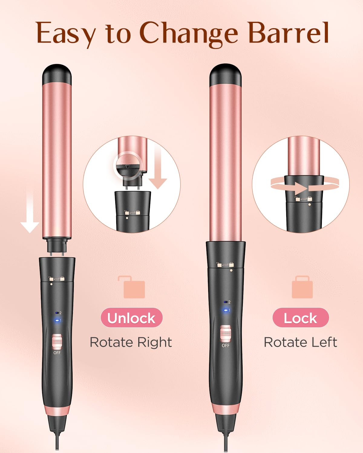 5 in 1 Wand Curling Iron-Kinked Curling Wand Set with Flat Iron Hair Straightener, 3 Barrels Hair Crimper, 3 Ceramic Curling Irons (0.35&quot;-1.25&quot;), 2 Temps Fast Heat Hair Waver Curler with Glove &amp; Clip