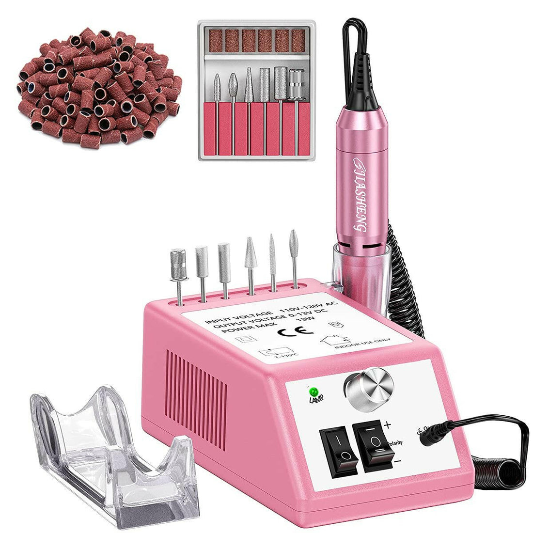 20000 Electric Nail Drill Professional Nail File Drill Acrylic Nails Kit for Manicure Gel Nail Polish Remover with 1 Pack of Sanding Bands(Pink) - Glow Pure