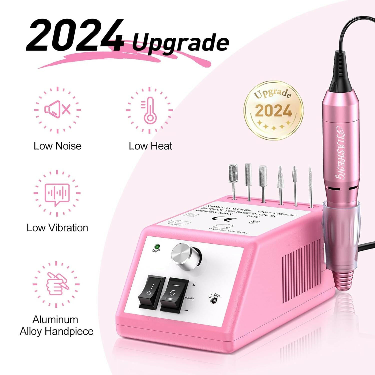 20000 Electric Nail Drill Professional Nail File Drill Acrylic Nails Kit for Manicure Gel Nail Polish Remover with 1 Pack of Sanding Bands(Pink) - Glow Pure