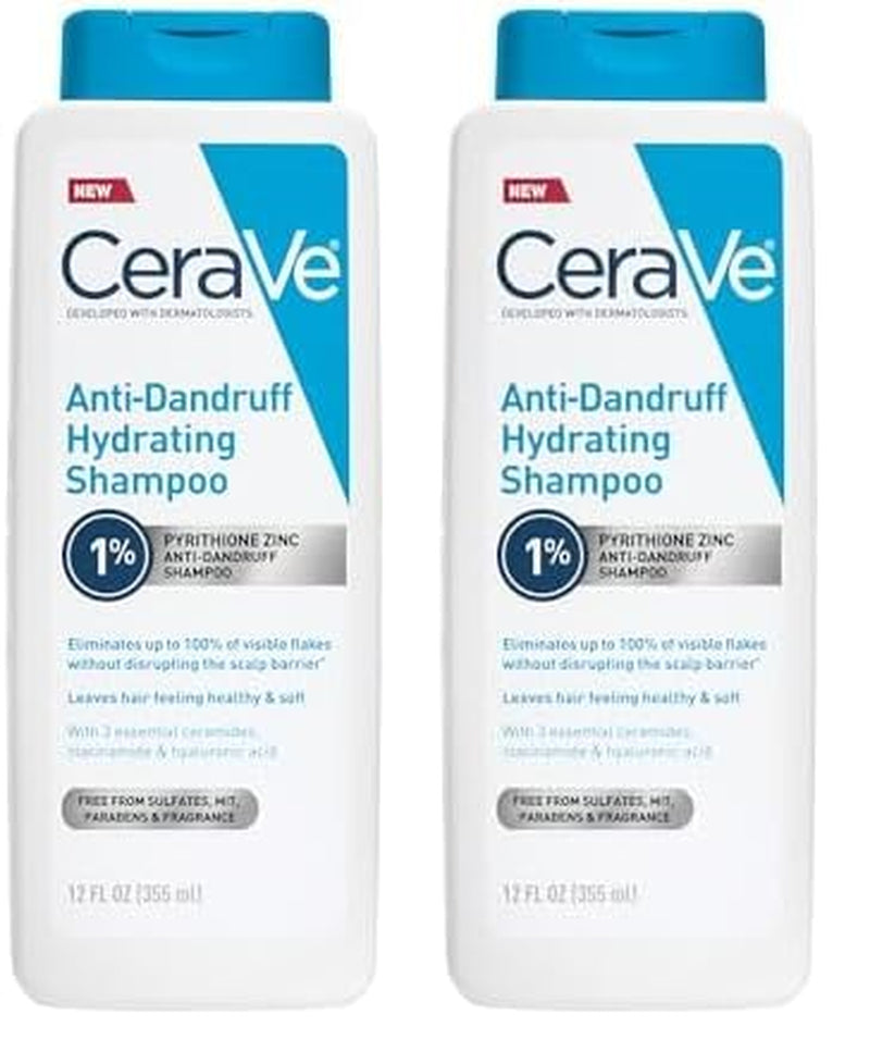 Cerave Hydrating anti Dandruff Shampoo, 1% Pyrithione Zinc Dandruff Treatment with Ceramides, Niacinamide &amp; Hyaluronic Acid, Helps Eliminate Flakes &amp; Provides Itchy Scalp Relief, Sulfate Free, 12 Oz