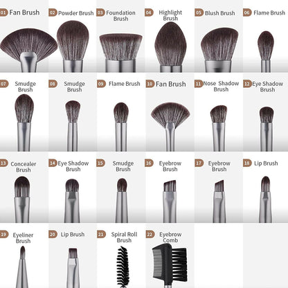 22Pcs Professional Makeup Brush Set with Bag and Case - Glow Pure