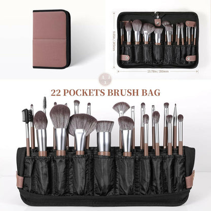 22Pcs Professional Makeup Brush Set with Bag and Case - Glow Pure