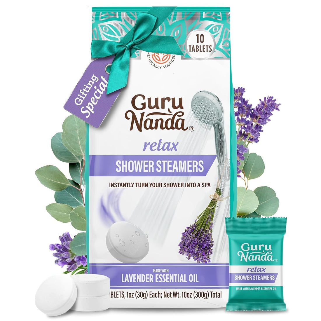 Gurunanda Relax Shower Steamers for Aromatherapy (10 Pack), Relaxation Gifts for Women &amp; Men with Essential Oils, Stress Relief, Home Spa &amp; Self Care