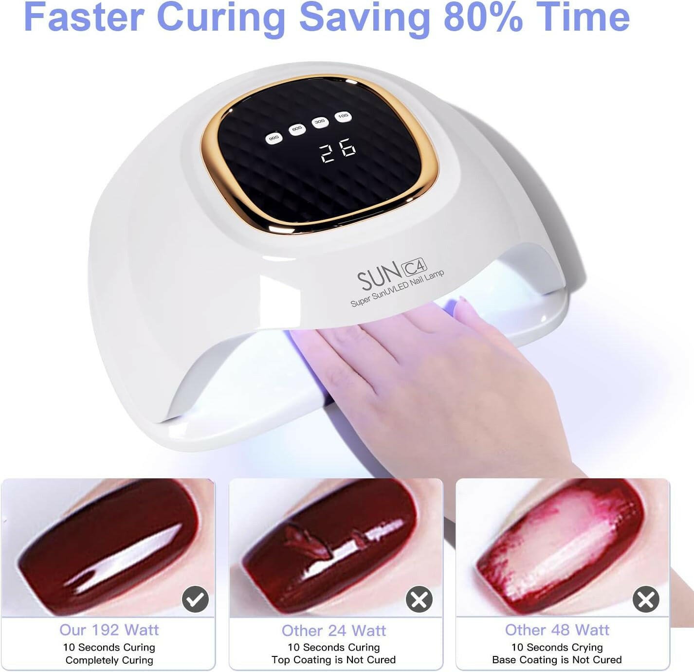 288W UV LED Nail Lamp: Professional Nail Curing Lamp for Salon - Quality Gel Polish Drying, Perfect for Fingernails and Toenails - Glow Pure