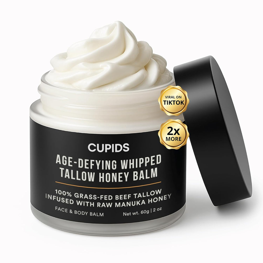 Tallow and Honey Balm for Face - Grass Fed Beef Tallow Moisturizer with Raw Manuka Honey, Olive Oil, Beeswax &amp; Vitamin E - Nourishing Balm for Skin Hydration