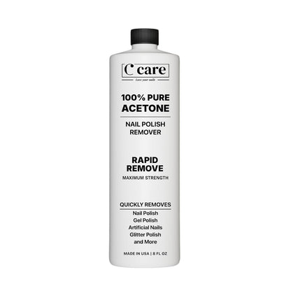 100% Pure Acetone Nail Polish Remover | Professional Quality | Easy to Use | Rapidly Removes Natural, Gel, Acrylic, Shellac, and Glitter Nails | 8 Fl Oz