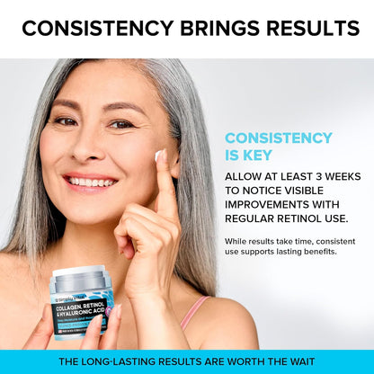 Simplyvital Collagen, Retinol &amp; Hyaluronic Acid Cream - Anti-Aging Face Moisturizer for Face, Neck &amp; Décolleté - Made in USA, Daily Moisturizer Face Cream - 1.7 Fl.Oz.