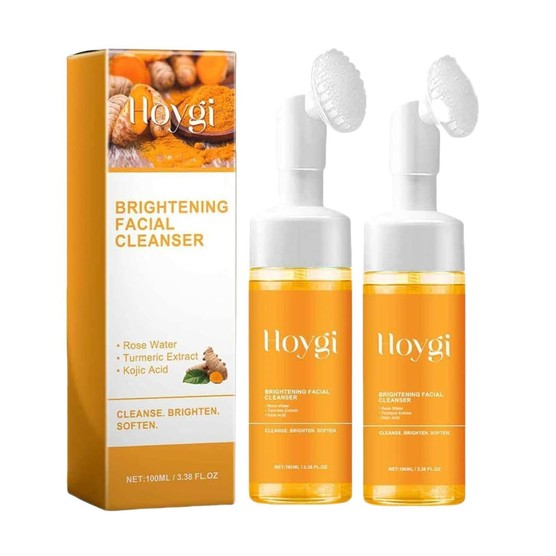 2Pcs Turmeric Facial Cleanser, Foaming Face Wash, Turmeric Face Wash, Turmeric Acid Foaming Cleanser,Turmeric Facial Wash - Glow Pure