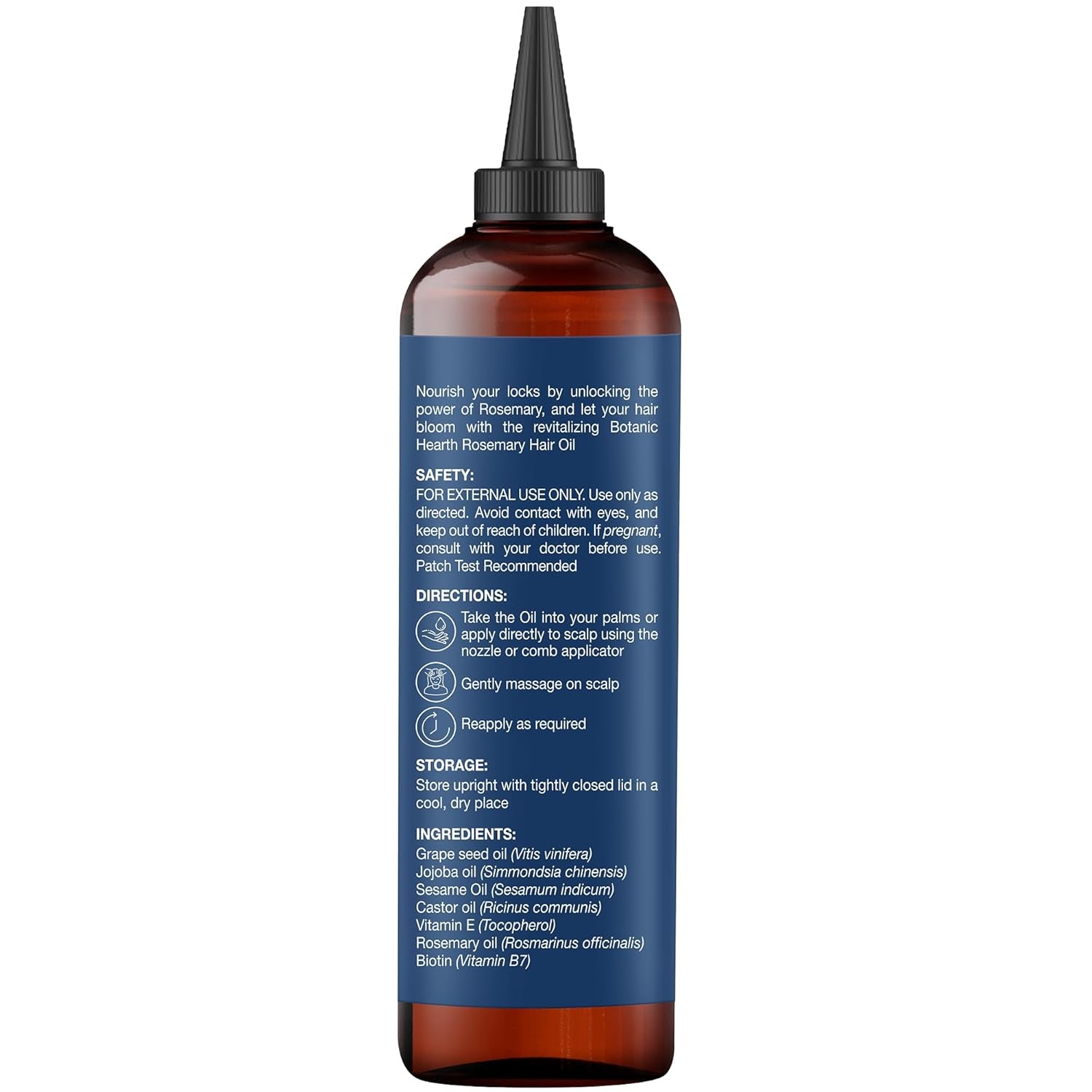 Botanic Hearth 100% Pure Rosemary Oil for Hair Growth (6.7 Fl Oz) Infused with Biotin, Jojoba &amp; Castor Oil | Hair Strengthening Treatment | Nourishing &amp; Volumizing | Non GMO Verified