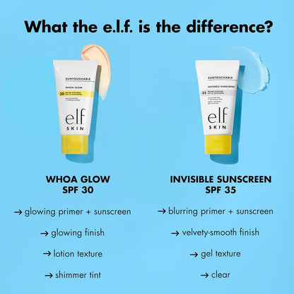 E.L.F. SKIN Suntouchable Invisible SPF 35, Lightweight, Gel-Based Sunscreen for a Smooth Complexion, Doubles as a Makeup Primer, Vegan &amp; Cruelty-Free, Packaging May Vary