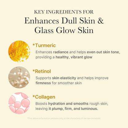 Medicube Glass Skin Refining Duo at Night: Deep Vitamin C Golden Capsule Face Moisturizer and Turmeric Overnight Wrapping Peel off Mask