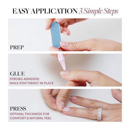 Glamnetic Press on Nails - Cashmere Blue | Opaque Soft Pale Blue Short Squoval False Nails, Reusable Stick on Fake Nails with Glue | Salon Quality | 15 Sizes - 30 Nail Kit