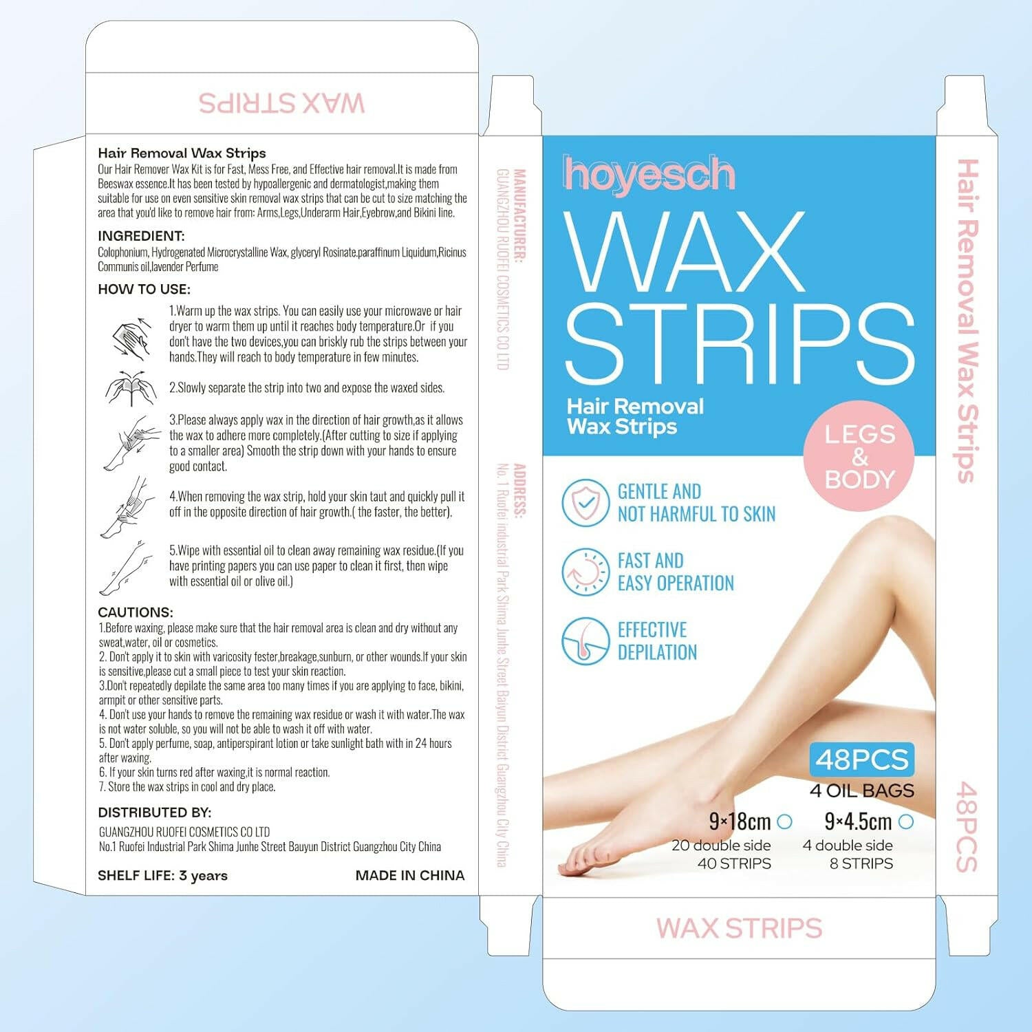 48Wax Strips - Wax Strips for Hair Removal - Facial Hair Removal for Women - Waxing Kit for Face, Body, Arms, Legs, Chest, Back, Bikini &amp; Brazilian 48Ct Waxing Strips &amp; 4Calming Oil Wipes - Glow Pure