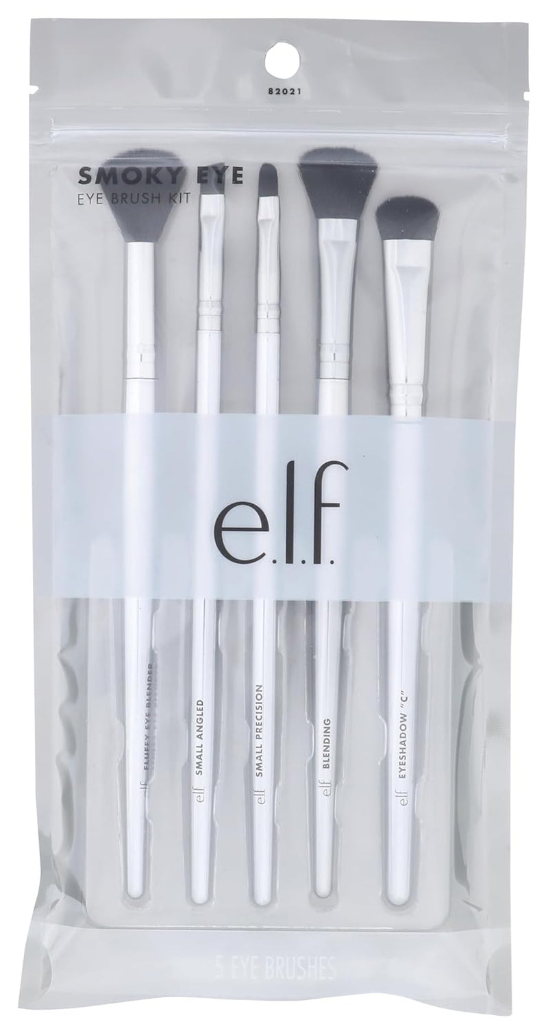 E.L.F. Smoky Eye Brush Kit, 5-Piece Makeup Brush Kit for Creating a Smoky Eye Look, Apply &amp; Blend Eyeshadow, Vegan &amp; Cruelty-Free