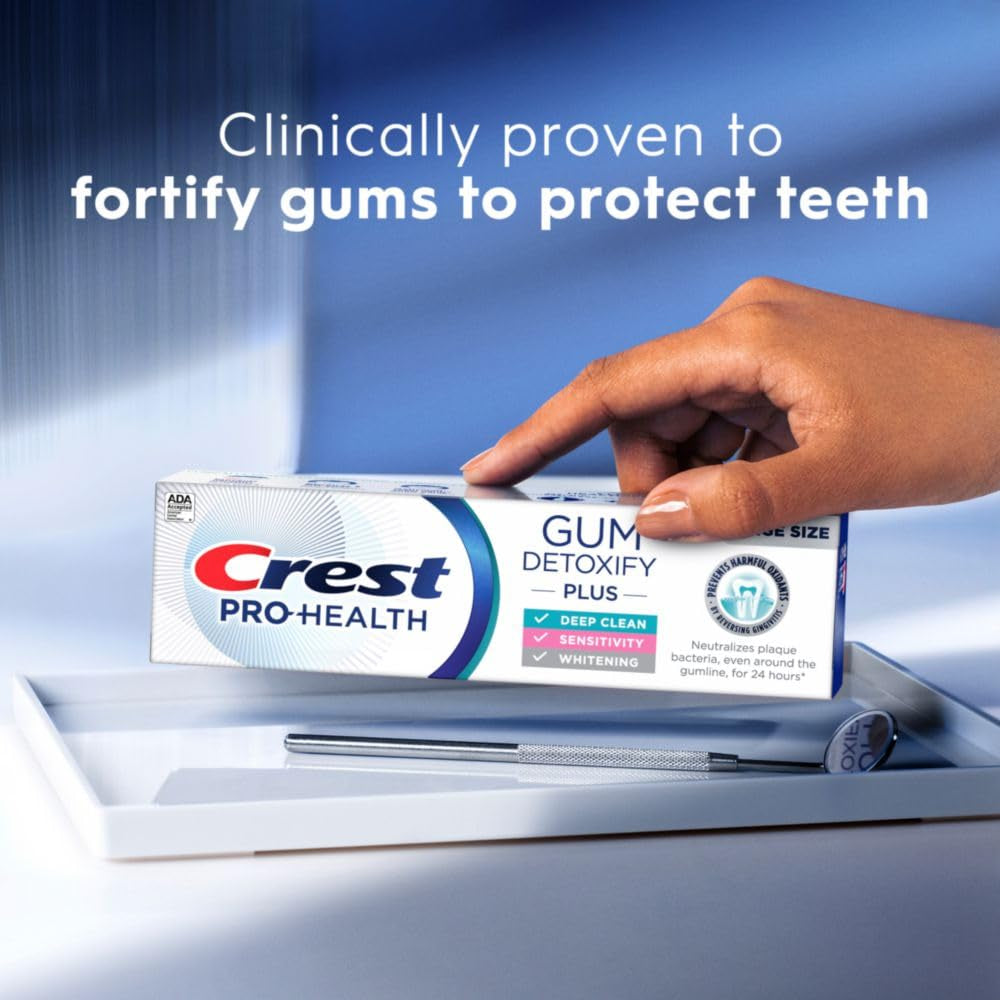 Crest Pro-Health Gum Detoxify plus Toothpaste 4.5 Oz Pack of 3 - Antibacterial Fluoride Toothpaste, Sensitivity Protection, Whitens Teeth, Anticavity, Plaque Control