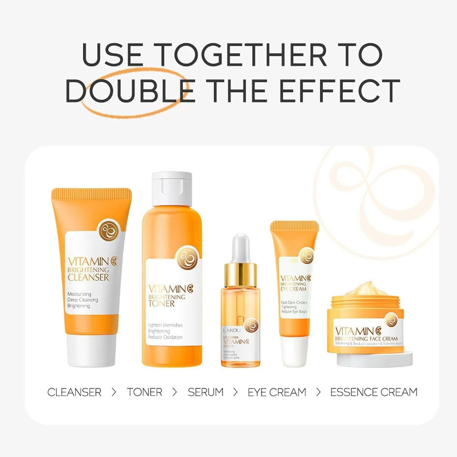 5 - in - 1 Vitamin C Skincare Set: Complete Skincare Gift Set for Youthful Glow and Long - Lasting Moisture - Glow Pure