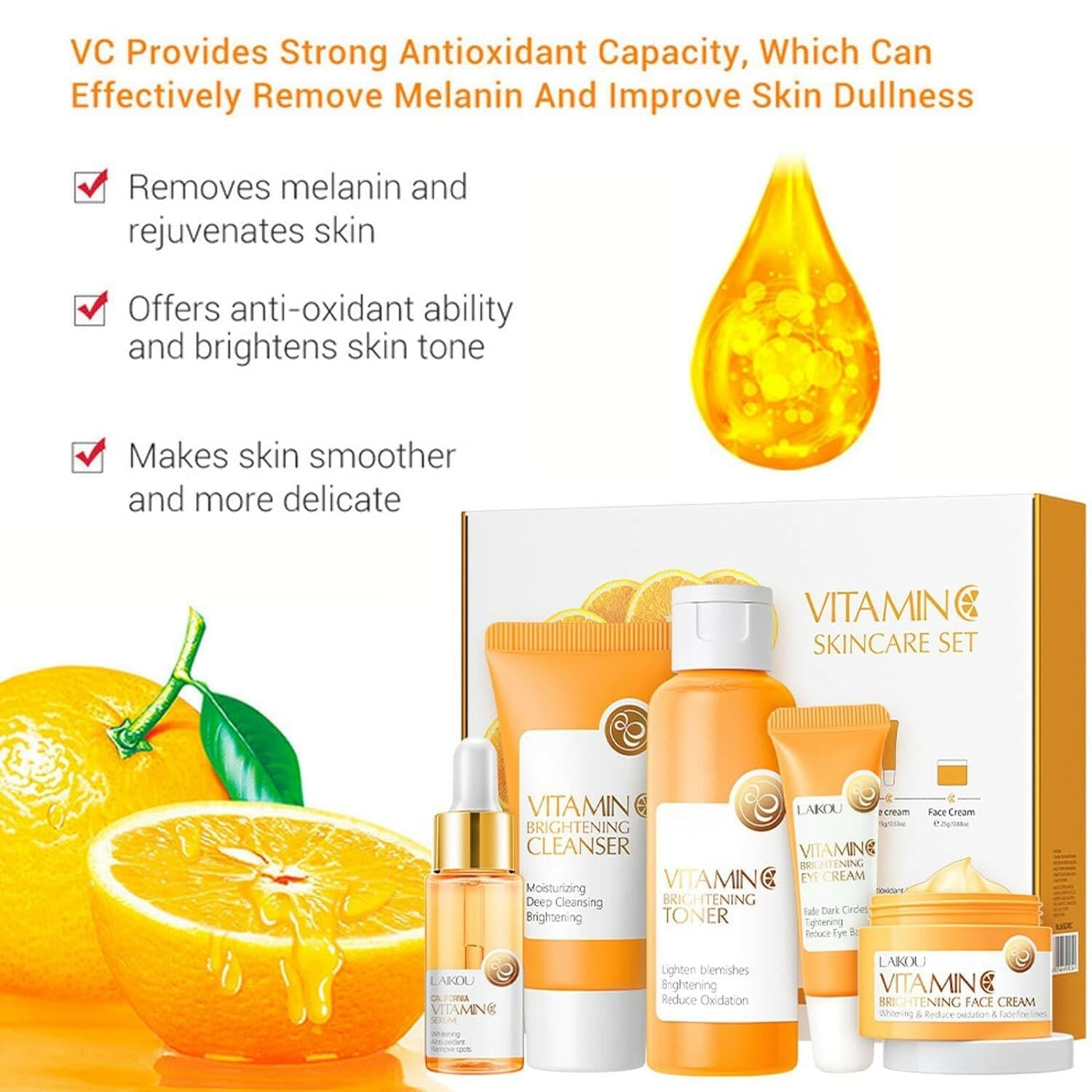 5 - in - 1 Vitamin C Skincare Set: Complete Skincare Gift Set for Youthful Glow and Long - Lasting Moisture - Glow Pure