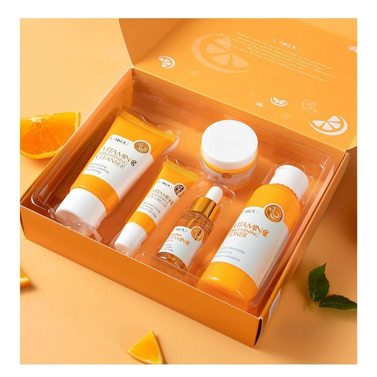 5 - in - 1 Vitamin C Skincare Set: Complete Skincare Gift Set for Youthful Glow and Long - Lasting Moisture - Glow Pure