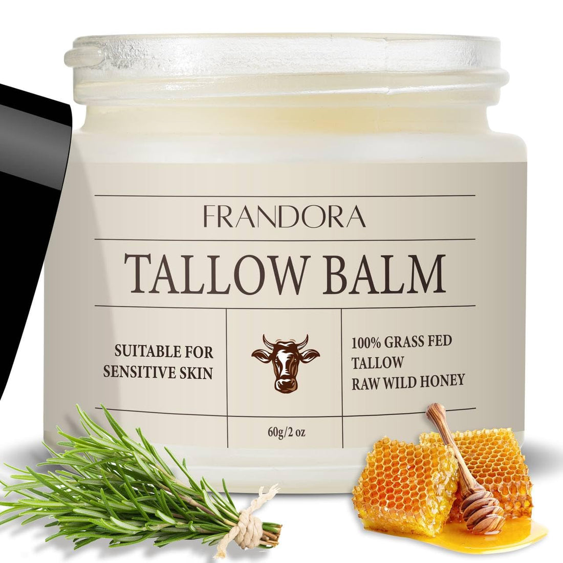 Beef Tallow and Honey Balm for Skin, All-Natural Moisturizer for Face and Body, Hydrating Grass-Fed Beef Tallow &amp; Raw Wild Honey Blend