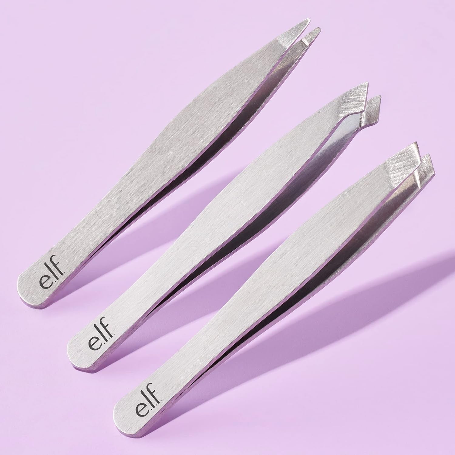 E.L.F. Tweezer Trio Kit, Three Mini Eyebrow Tweezers for Shaping, Defining &amp; Grooming Brows, Great for Touchups on the Go, Vegan &amp; Cruelty-Free