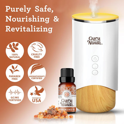 Gurunanda Frankincense Essential Oil (0.5 Fl Oz) - 100% Pure, Natural and Undiluted Diffuser Oil for Aromatherapy, Massages &amp; DIY Recpies - Supports Join Health &amp; Promotes Radiant Skin