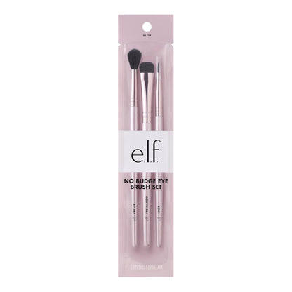 E.L.F. No Budge Brush Trio, 3-Piece Eyeshadow Brush Set for Applying &amp; Blending Color, Use with the No Budge Cream Eyeshadows, Vegan &amp; Cruelty-Free