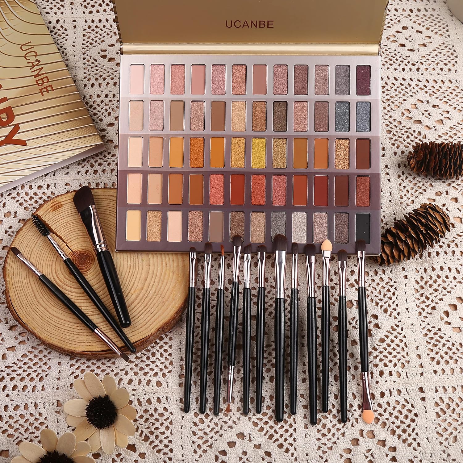 60 Colors Naked Eyeshadow Palette + Makeup Brush Set, All in One Nude Neutral Smokey Makeup Pallet with Brushes, Pigmented Warm Matte Shimmer Powder Eye Shadows Cosmetic Halloween Beauty Kit - HealthFulBeautyLife