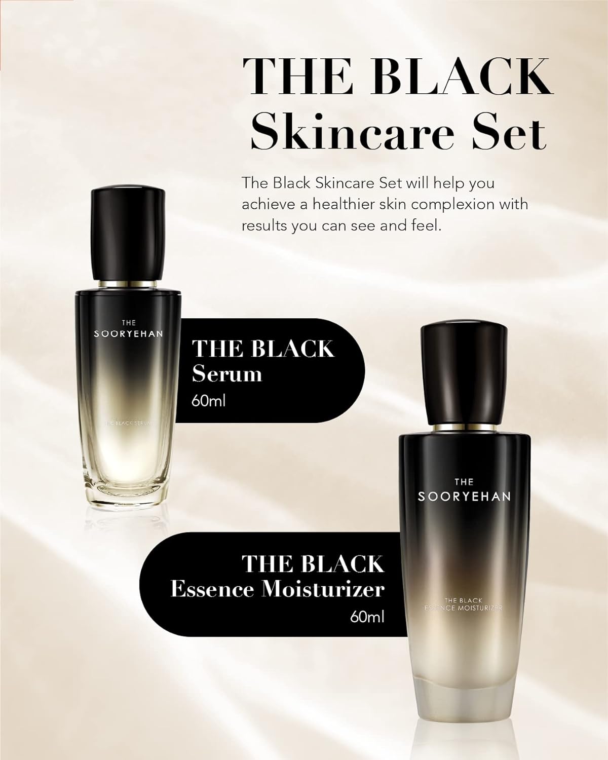 the BLACK SKINCARE SET (160Ml / 5.41 Fl Oz) - Korean Skincare Gift Set, Luxury Premium High-End by LG BEAUTY. Advanced Next Generation Bio Moisturizer &amp; Serum,