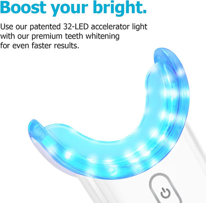 Teeth Whitening Kit Gel Pen Strips -  Specially Formulated for Sensitive Teeth, Gum, Braces Care 32X LED Light Tooth Whitener, Professional Oral Beauty Products Dental Tools 2 Mouth Trays