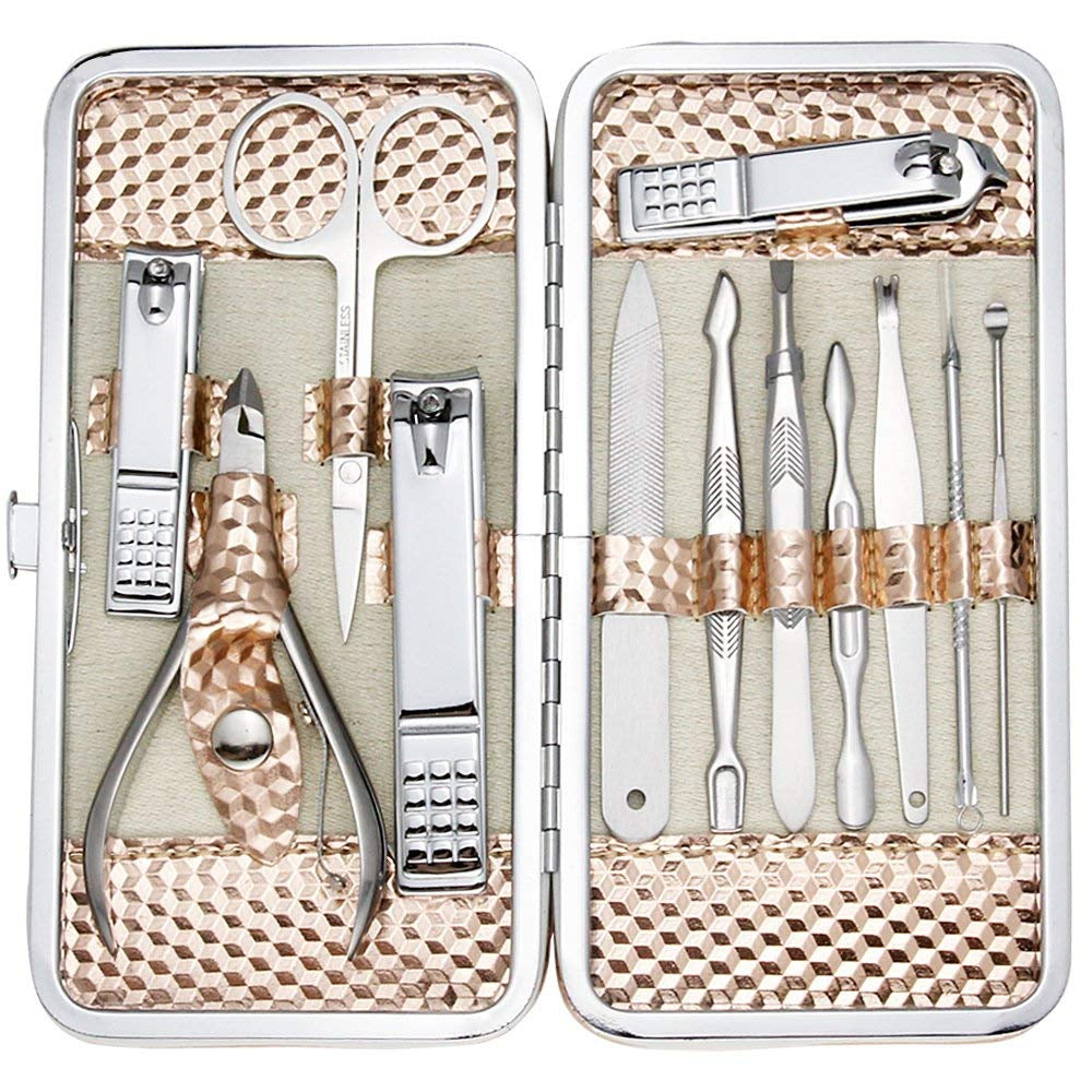 ZIZZON Professional Nail Care Kit Manicure Grooming Set with Travel Case(Rose Gold)