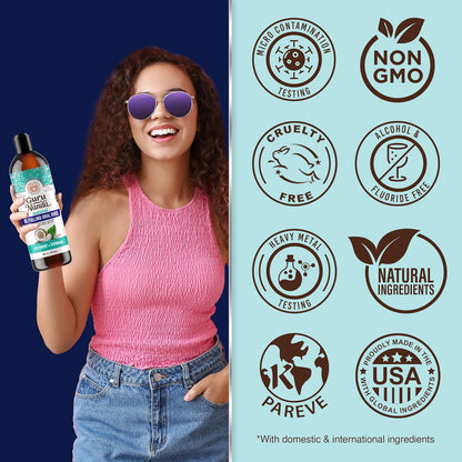 Gurunanda Cocomint Oil Pulling Mouthwash for Complete Oral Hygiene, 7 Essential Oils &amp; Vitamins for Happy Teeth &amp; Gums &amp; Fresh Breath, Alcohol-Free, 16 Oz