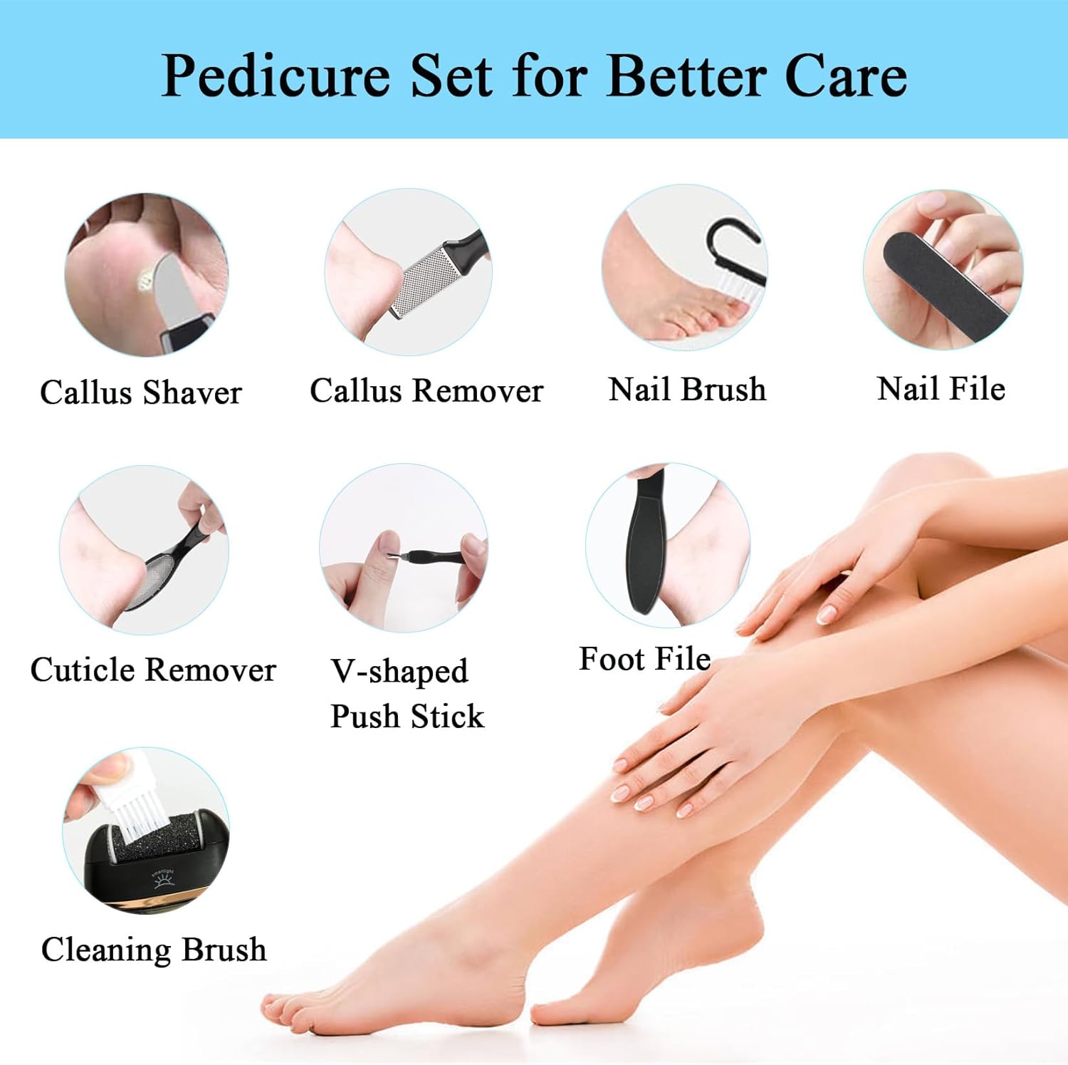 Electric Foot Callus Remover- Long Service Time, Rechargeable Electronic Foot File- Ideal Gift, Professional Pedicure Tools, Waterproof Foot Scrubber, Pedicure Kit Feet Care for Dead Skin (Black)