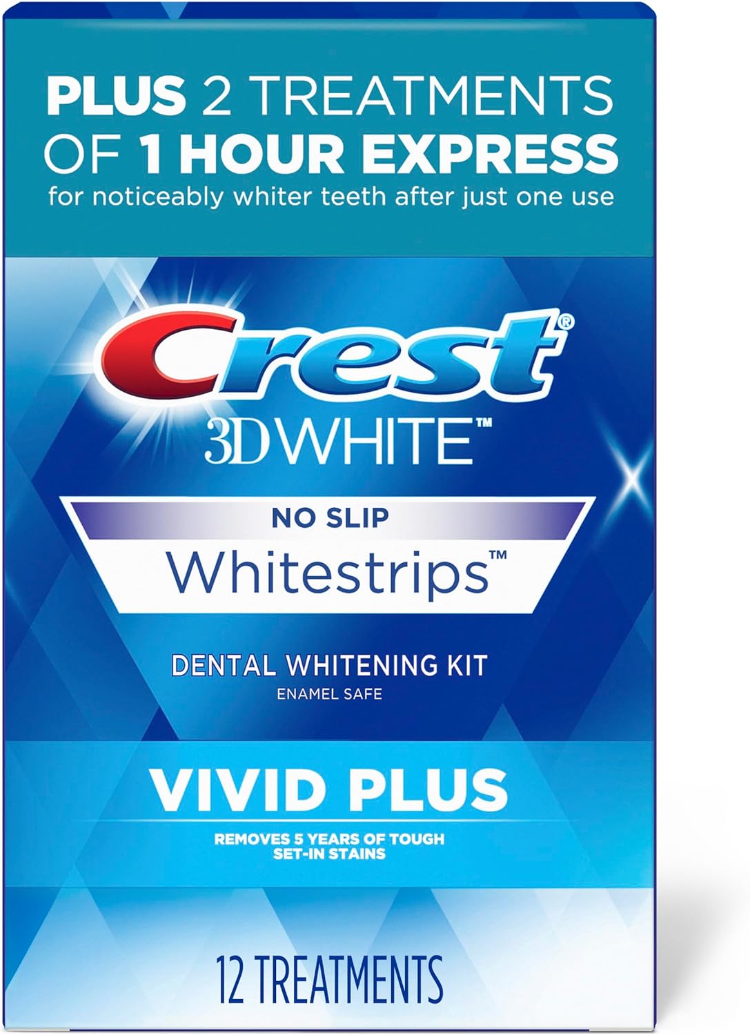 3D Whitestrips, Vivid Plus, Teeth Whitening Strip Kit, 24 Count (Pack of 1)