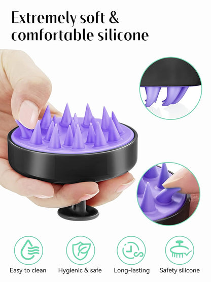 Scalp Massager Hair Growth, Scalp Scrubber with Soft Silicone Bristles for Hair Growth &amp; Dandruff Removal, Hair Shampoo Brush for Scalp Exfoliator, Black