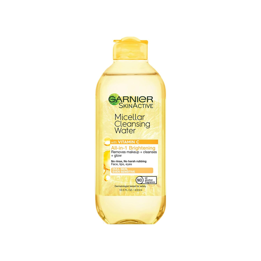 Garnier Micellar Water with Vitamin C, Facial Cleanser &amp; Makeup Remover, Brightening &amp; Hydrating, for All Skin Types, Vegan, Cruelty Free, 13.5 Fl Oz (400Ml), 1 Count