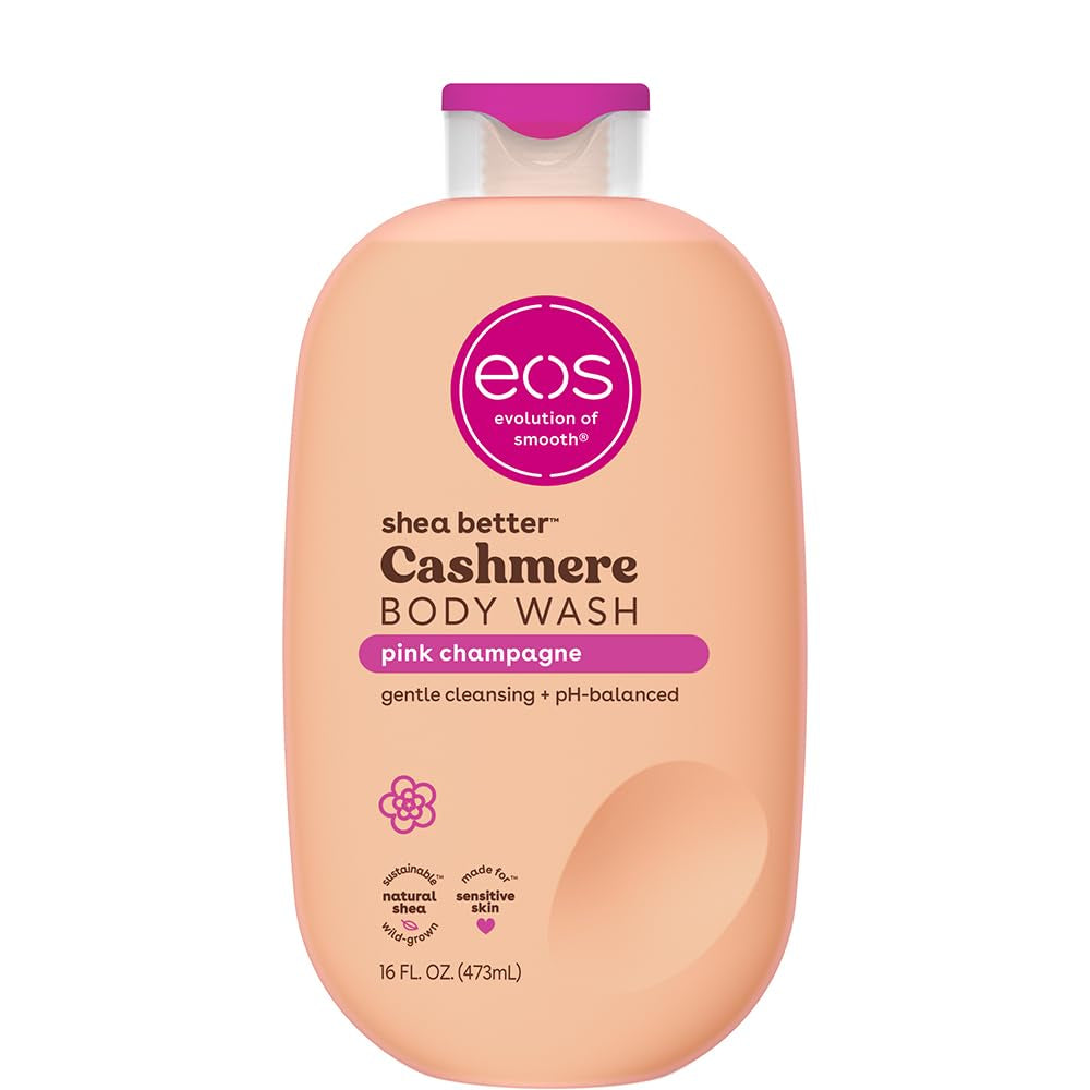 Eos Shea Better Cashmere Body Wash, Pink Champagne, Moisturizing and Nourishing, Ph Balanced Creamy Gel Formula, Paraben &amp; Phthalate Free, Sensitive Skin,16 Fl Oz