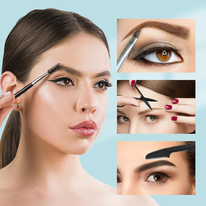 7Pcs Eyebrow Tweezers Set for Women Precision Plucker with Brow Scissors &amp; Razor &amp; Spoolie for Facial, Chin,Brow, Splinter and Ingrown Hair - HealthFulBeautyLife
