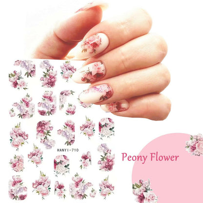 9 Sheets Flower Nail Art Stickers Decals 3D Self - Adhesive Nail Decals Spring Floral Nail Art Supplies Charming Daisy Leave Peony Nail Accessories for Women Nail Decorations Design - Glow Pure