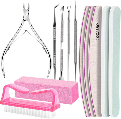 FANDAMEI Nail Care Kit, Nail Files 100/180, Nail Buffer Block, Cuticle Nippers, Cuticle Trimmer, Cuticle Pusher, Nail Tools, Nail Kit, Pedicure &amp; Manicure Tools, Nail Prep Kit, Manicure Kit for Women