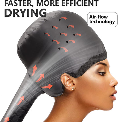 Hooded Hair Dryer W/A Headband Integrated That Reduces Heat around Ears &amp; Neck - Hair Dryer Hooded Diffuser Cap for Curly, Speeds up Drying Time, Safety Deep Conditioning at Home - Portable, Large